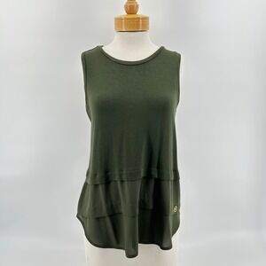 Michael Kors Olive Green Sleeveless Tiered Tank Top - Women's Size L
